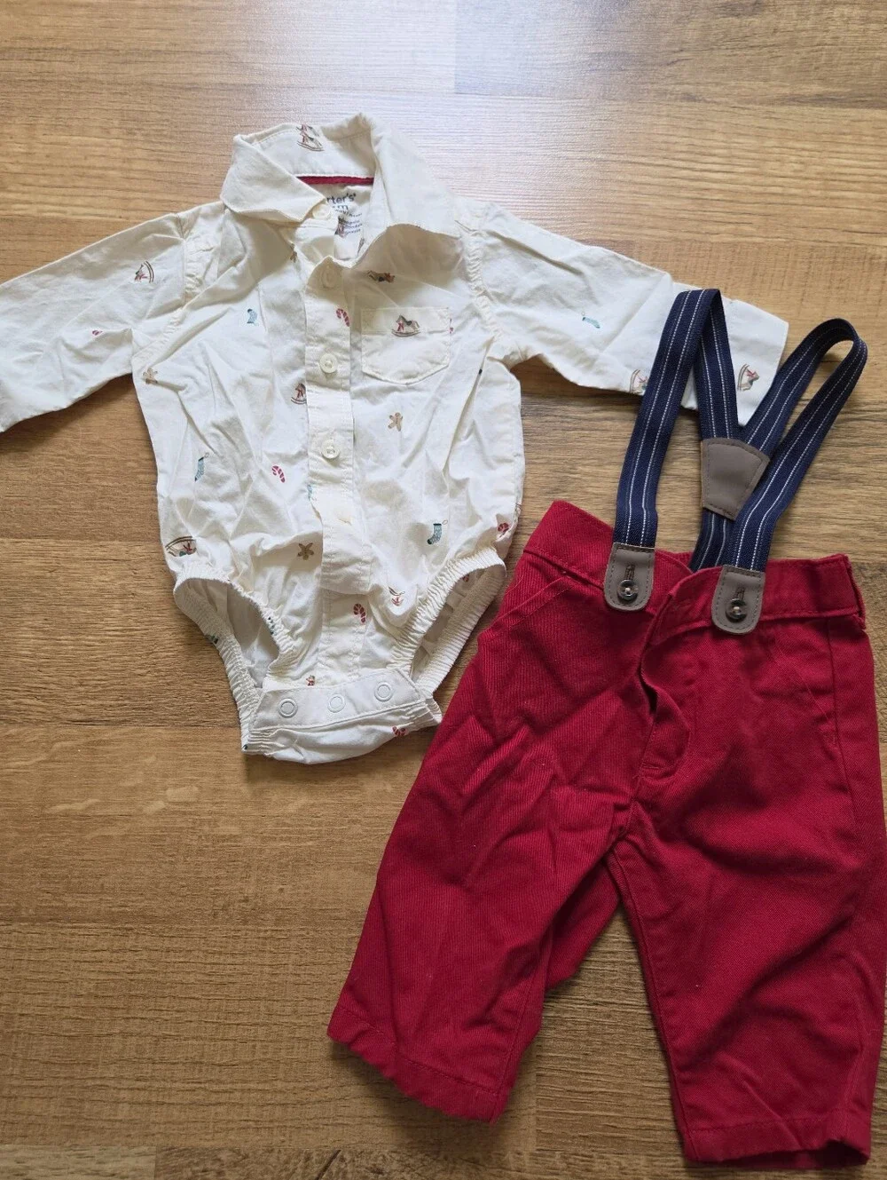 Carter's Baby Boy Christmas Lot - Holiday Outfits & Zipper Footies